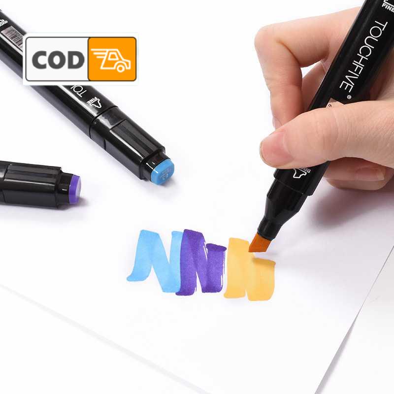 Set Spidol Dua Mata 30 Warna Dual Side Fine Art Marker Pensil Cat