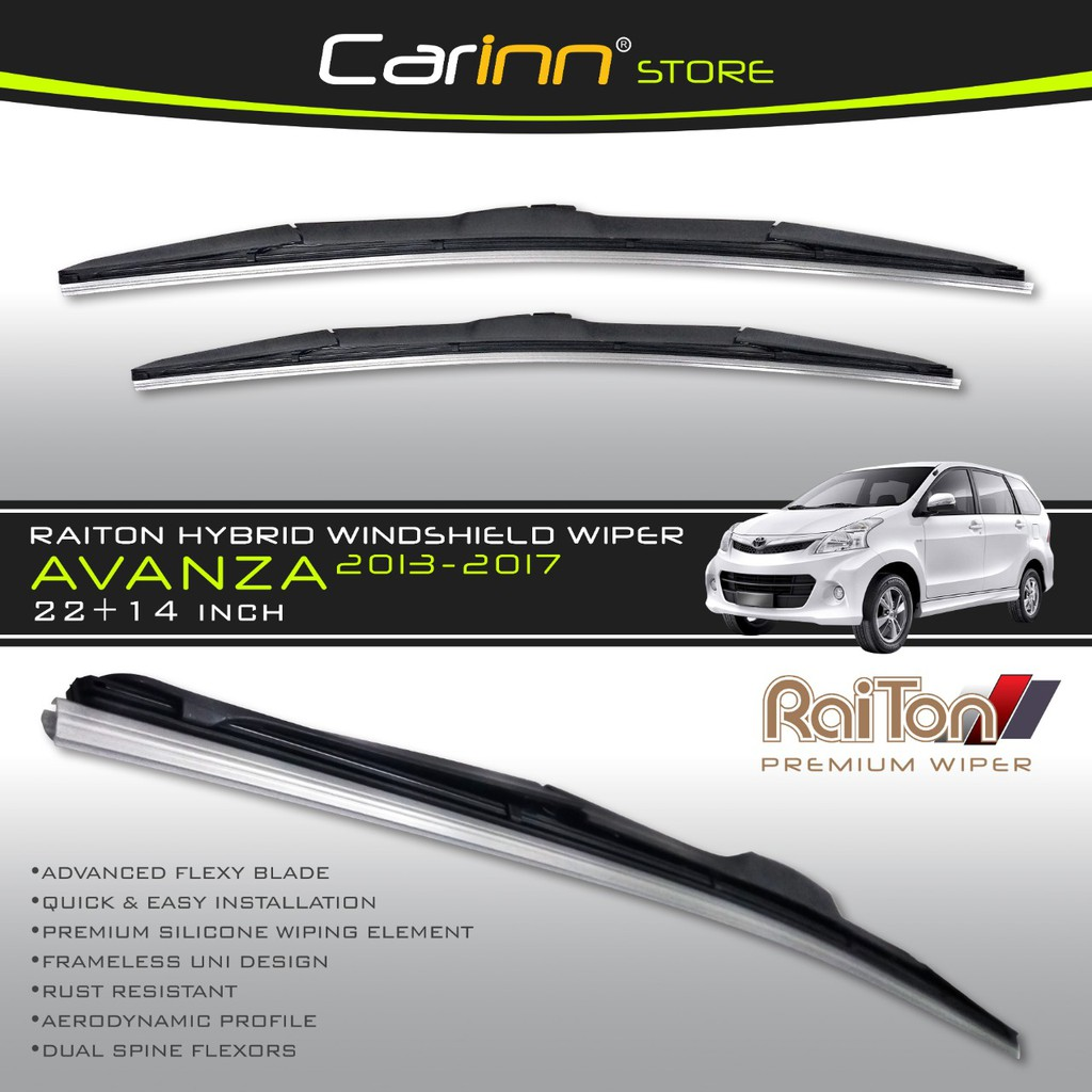 Raiton Sepasang Wiper Hybrid Kaca Depan Mobil Toyota New Avanza 22" & 14" -2 Buah/Set Harga 145,000 rupiah*Gratis Ongkir