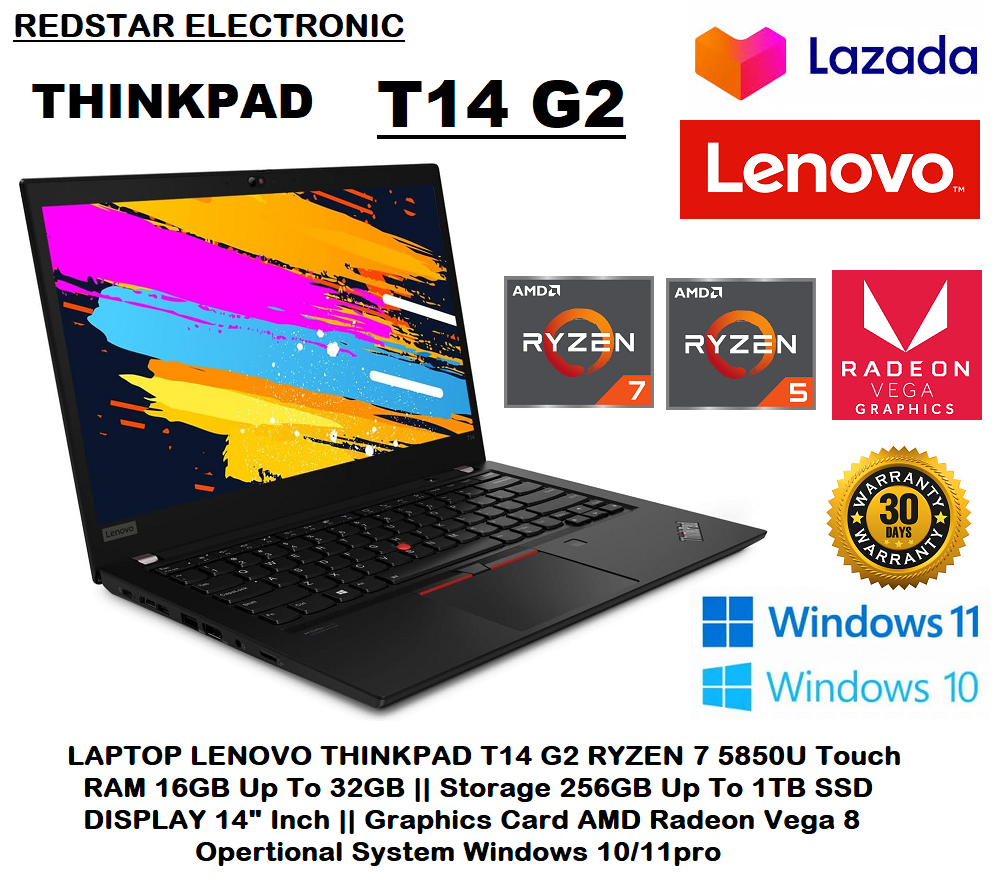LAPTOP LENOVO T14 G2 RZYEN Touchscreen RAM 16GB UPTO 32GB