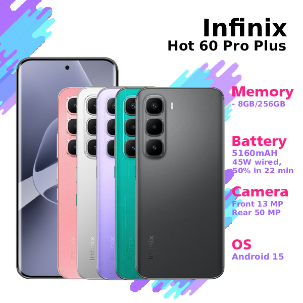 HP/smartphone Android Infinix Hot 60 Pro Plus 8/256GB Harga 2,887,410 rupiah*Gratis Ongkir