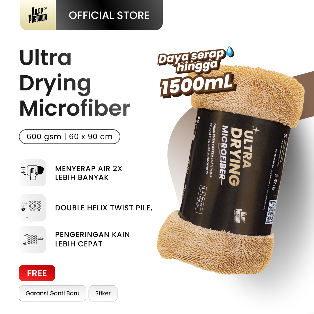 Ultra Drying Microfiber | Kilap Premium - Twisted Microfiber, Drying Microfiber Big Size, Lap Pengering Cuci Mobil, Twisted Drying Towel Harga 32,268 rupiah*Gratis Ongkir