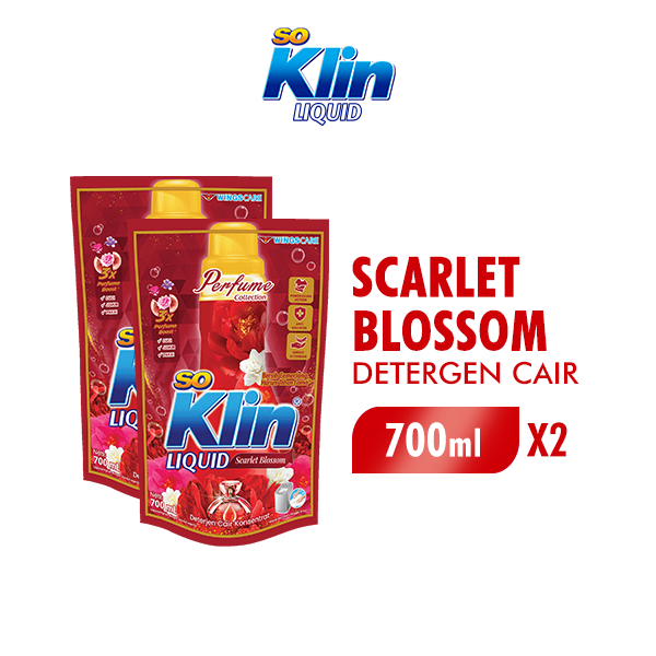 [Paket isi 2] So Klin Deterjen Cair Perfume Scarlet Blossom 700ml Harga 21,800 rupiah*Gratis Ongkir