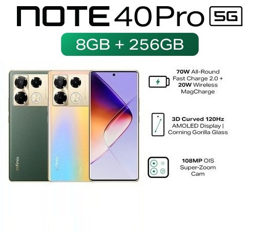 Infinix Note 40 Pro 5G 8/256GB 6.78” FHD BERGARANSI Harga  2,900,000 Ringgit*Penghantaran Percuma