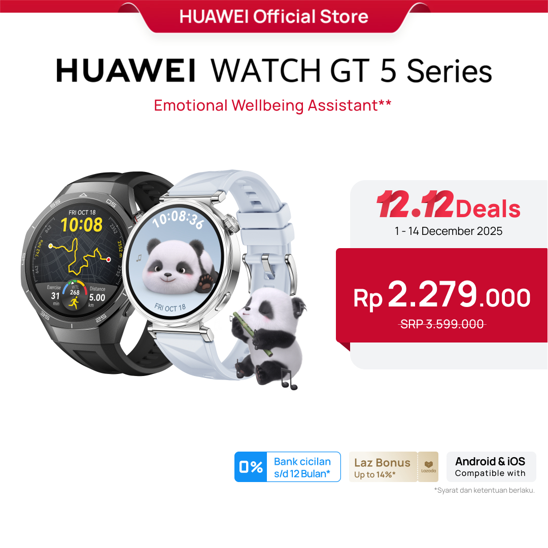 [Year End Deal | Voucher s/d 20%] HUAWEI WATCH GT 5 Series Smartwatch | Fashion Edge | Pro-Level Sports | Golf Courses Map | Up to 2-Week Battery Life - Merek HUAWEI Harga 2,499,000 rupiah*Gratis Ongkir