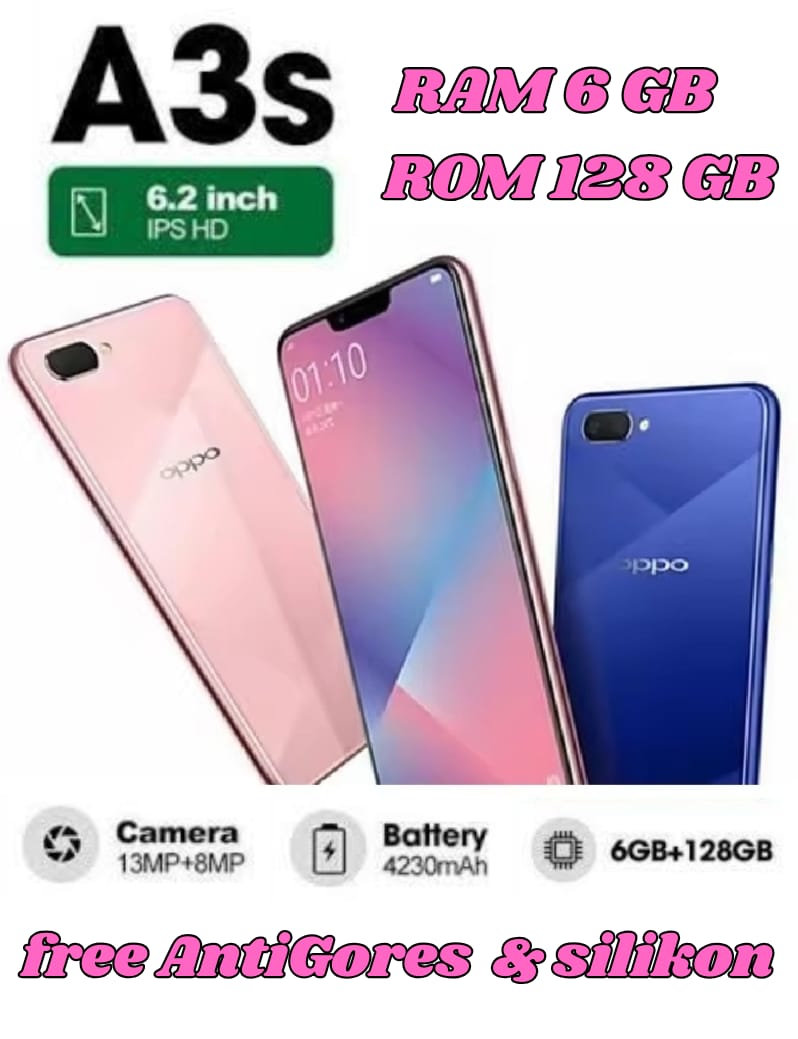 HP A3S RAM 6 internal 128 GB Harga  529,000 Ringgit*Penghantaran Percuma