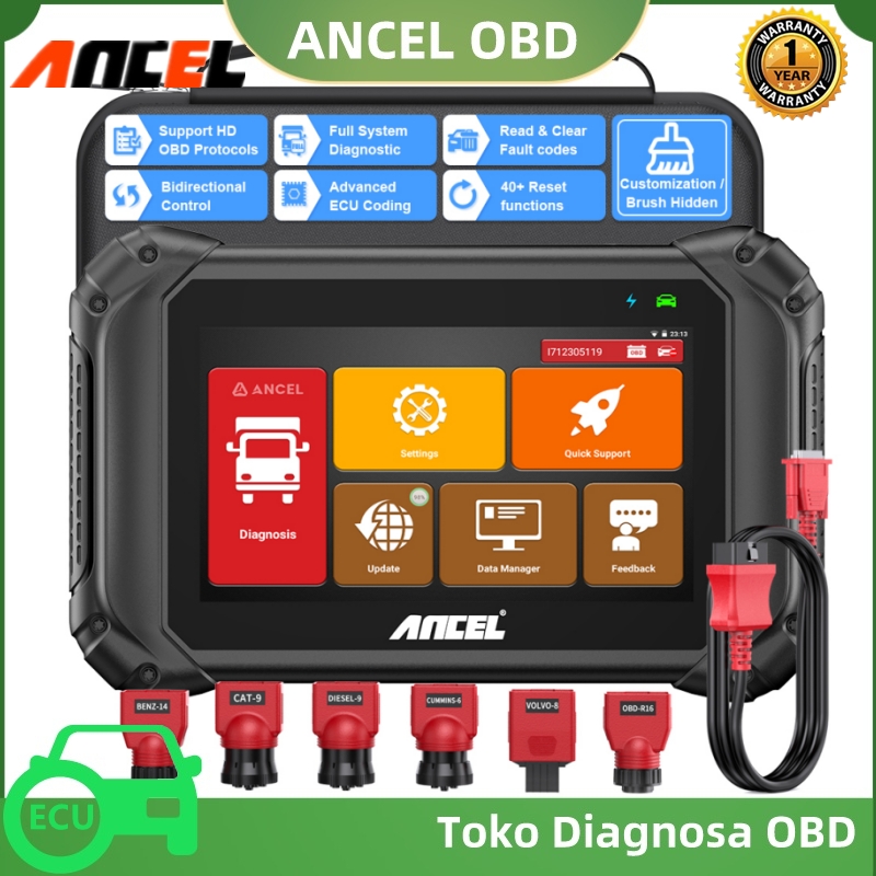 ANCEL V5 HD 12V/24V OBD2 Scanner Full System Diagnostic Tool Heavy Duty Truck Scanner ECU Coding Bi-directional Control WIFI Scanner With 40+ Reset Diesel Diagnosis Scan Tool Harga 5,597,000 rupiah*Gratis Ongkir