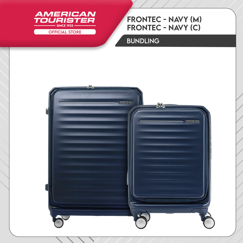 Lazada Indonesia - Bundle American Tourister Frontec Cabin + Medium Navy