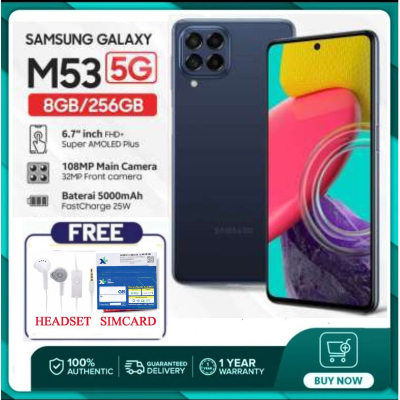 Samsung M53 5G RAM 8/256GB Super AMOLED FHD+ - Garansi Giá 3,900,000 Đồng*Miễn phí vận chuyển