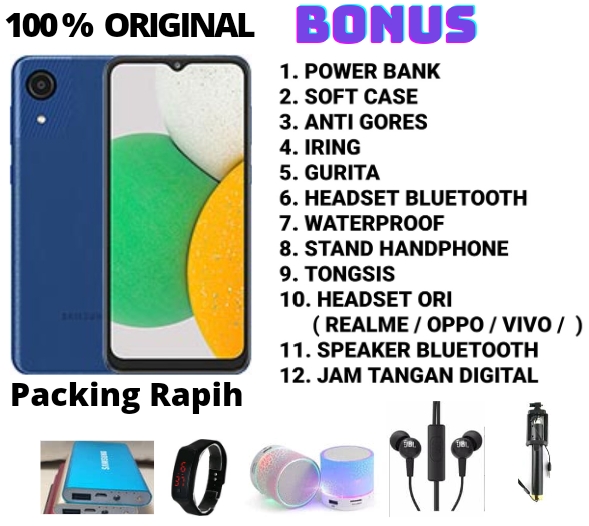 SAMSUNG A03 CORE RAM 2/32 RESMI Harga 1,050,000 rupiah*Gratis Ongkir