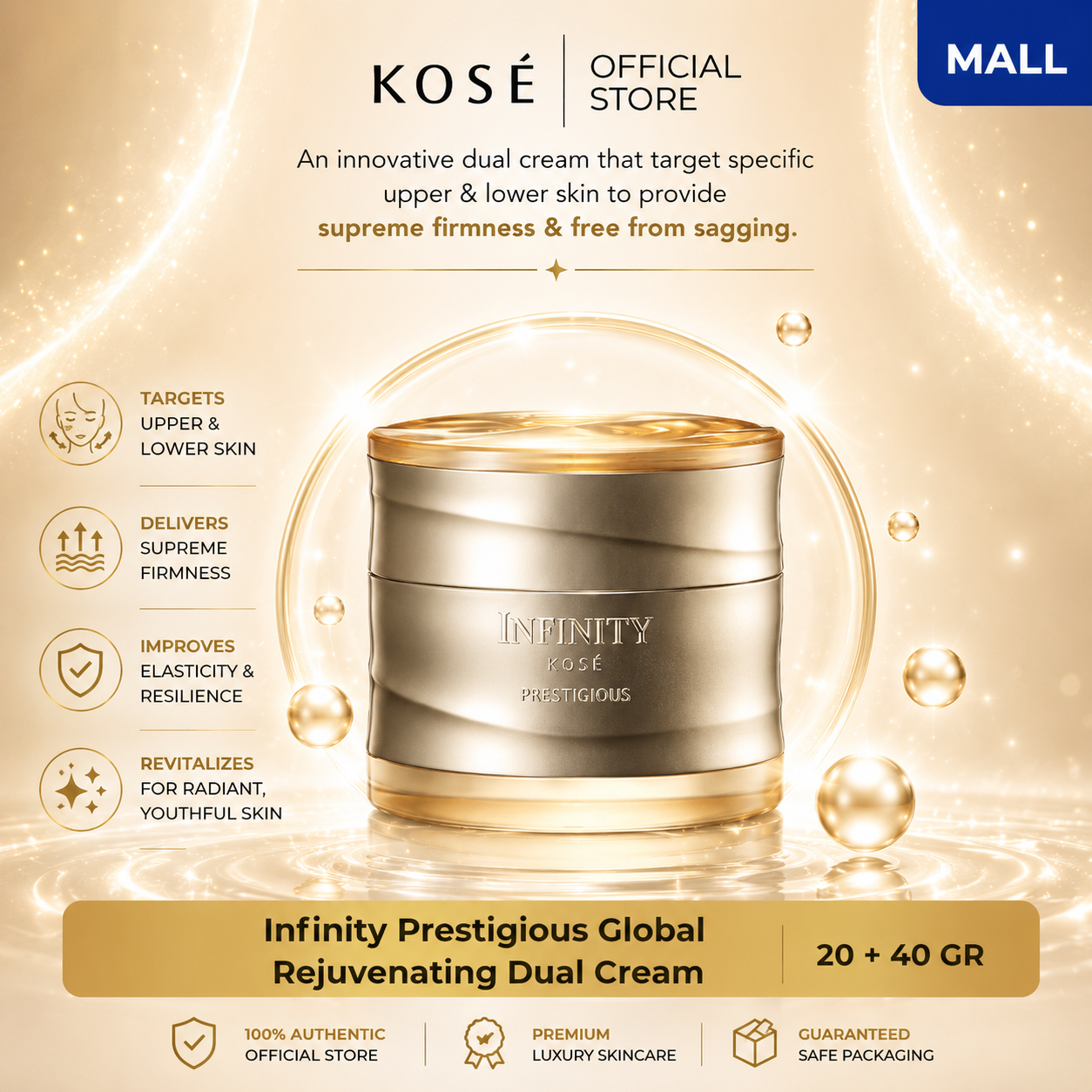 KOSE Infinity Prestigious Global Rejuvenating Dual Cream 60GR +