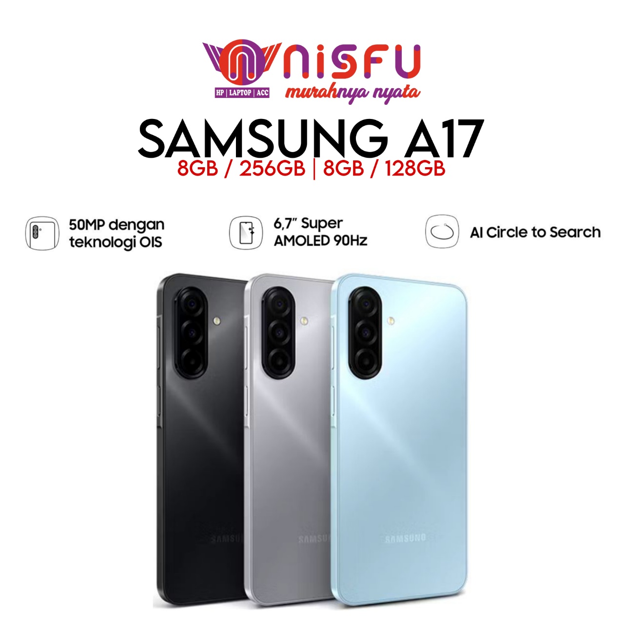 Samsung Galaxy A17 8/256Gb - Ai Smartphone | Android | 5000 Mah Official Warranty Harga 2,999,000 rupiah*Gratis Ongkir