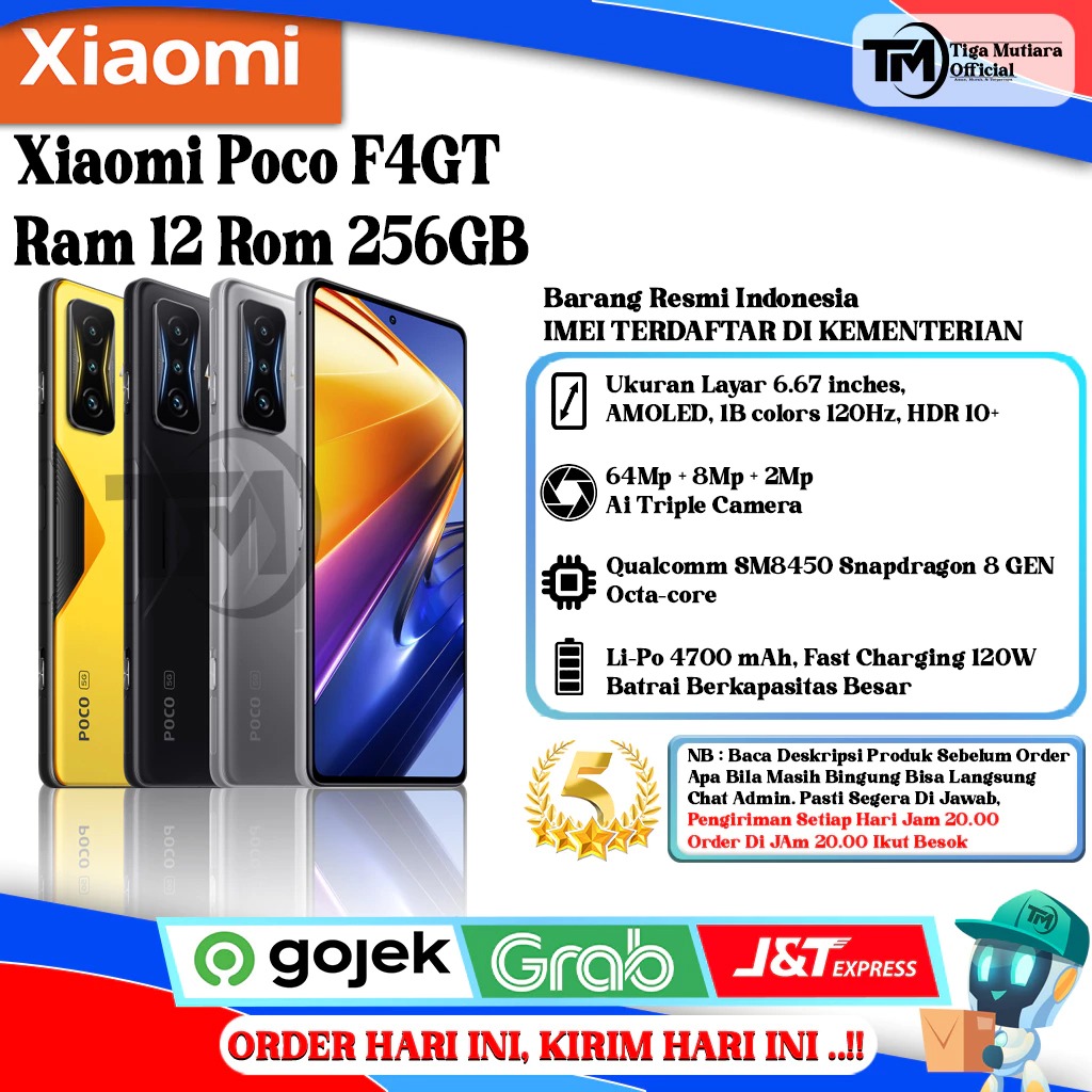 Xiaomi Poco F4 GT Ram 12 Rom 256GB Harga  8,999,000 Ringgit*Penghantaran Percuma