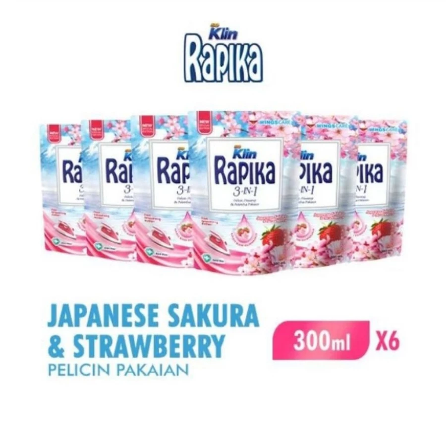 [Paket isi 6] Rapika Pewangi Pakaian Japanese Sakura & Strawberry 300ml - Merek Rapika Harga 23,500 rupiah*Gratis Ongkir