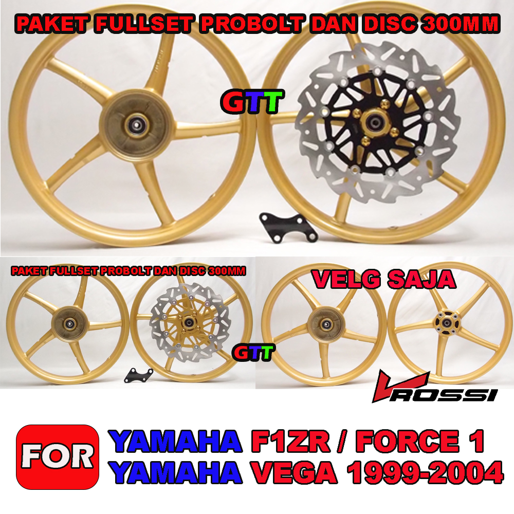 VELG RACING VROSSI YAMAHA F1ZR DAN VEGA LAMA GOLD MATTE Harga 1,396,500 rupiah*Gratis Ongkir