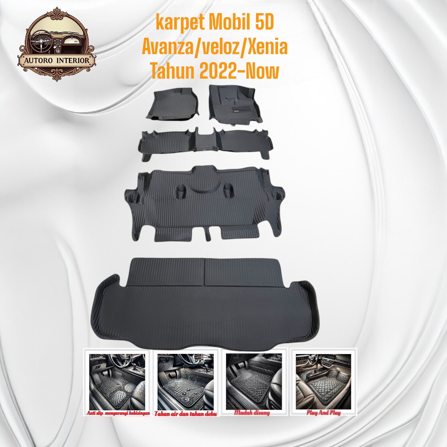 Karpet Mobil 5D Toyota Avanza/Veloz/Xenia 2022-2024 Alas Kaki Karpet Kualitas Terbaik Harga 280,000 rupiah*Gratis Ongkir