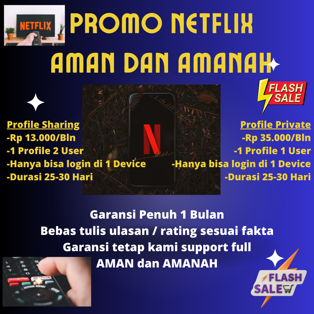 Akses Netflix Premium UHD 4K - Profile Aman & Eksklusif - 1 Bulan Garansi Harga 10,000 rupiah*Gratis Ongkir