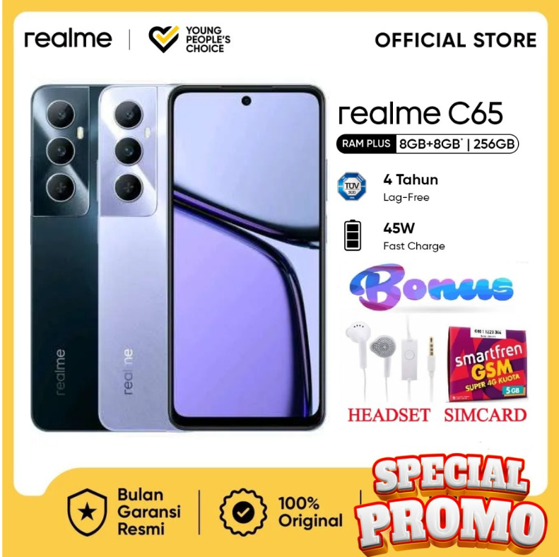 Hp Realme C65 Ram 8 Rom 256Gb Ip54 Water Resistance | Rainwater Smart Touch - Guarantee Harga  1,562,150 Ringgit*Penghantaran Percuma