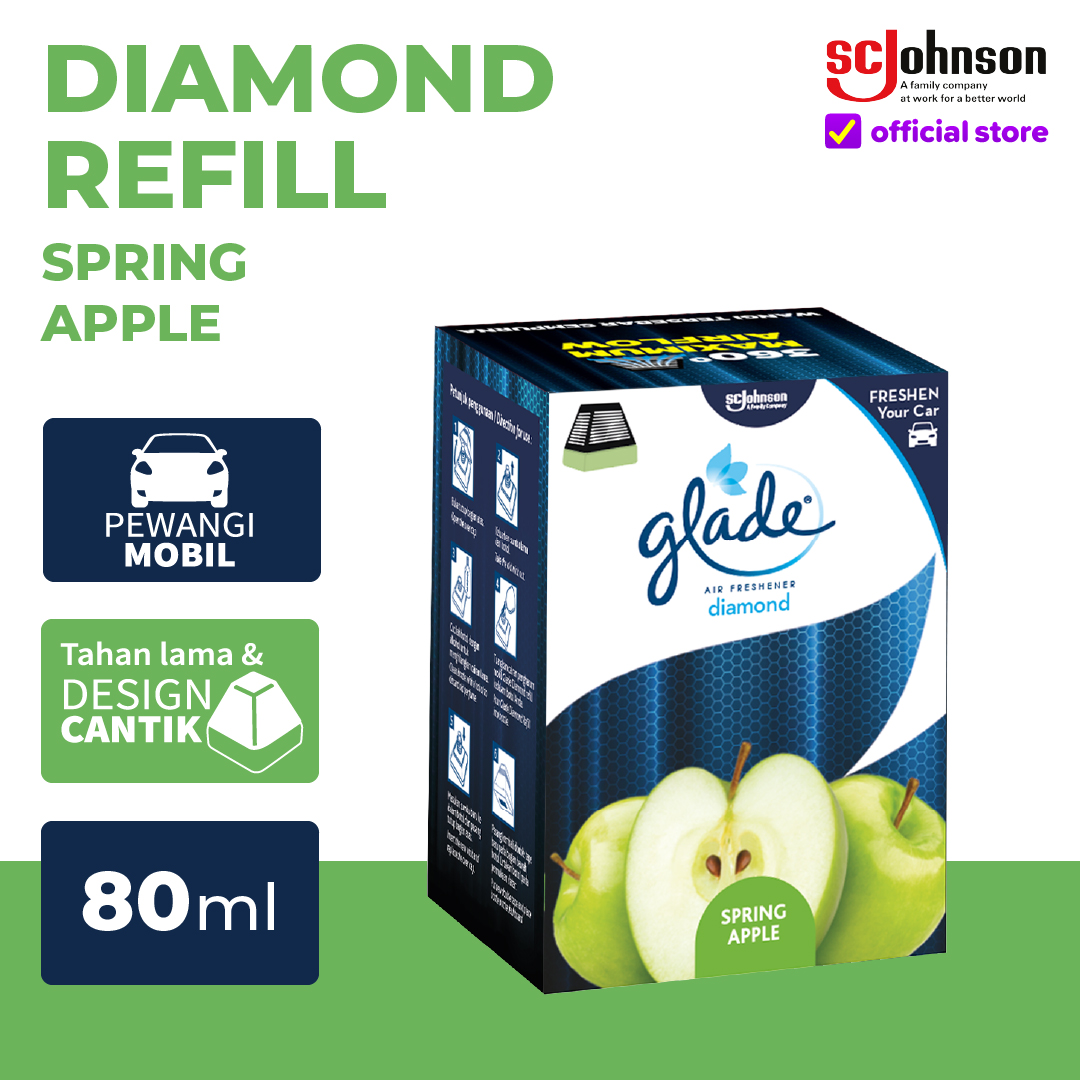Glade Diamond Car Freshener - Spring Apple Refill 80ml Harga 23,660 rupiah*Gratis Ongkir