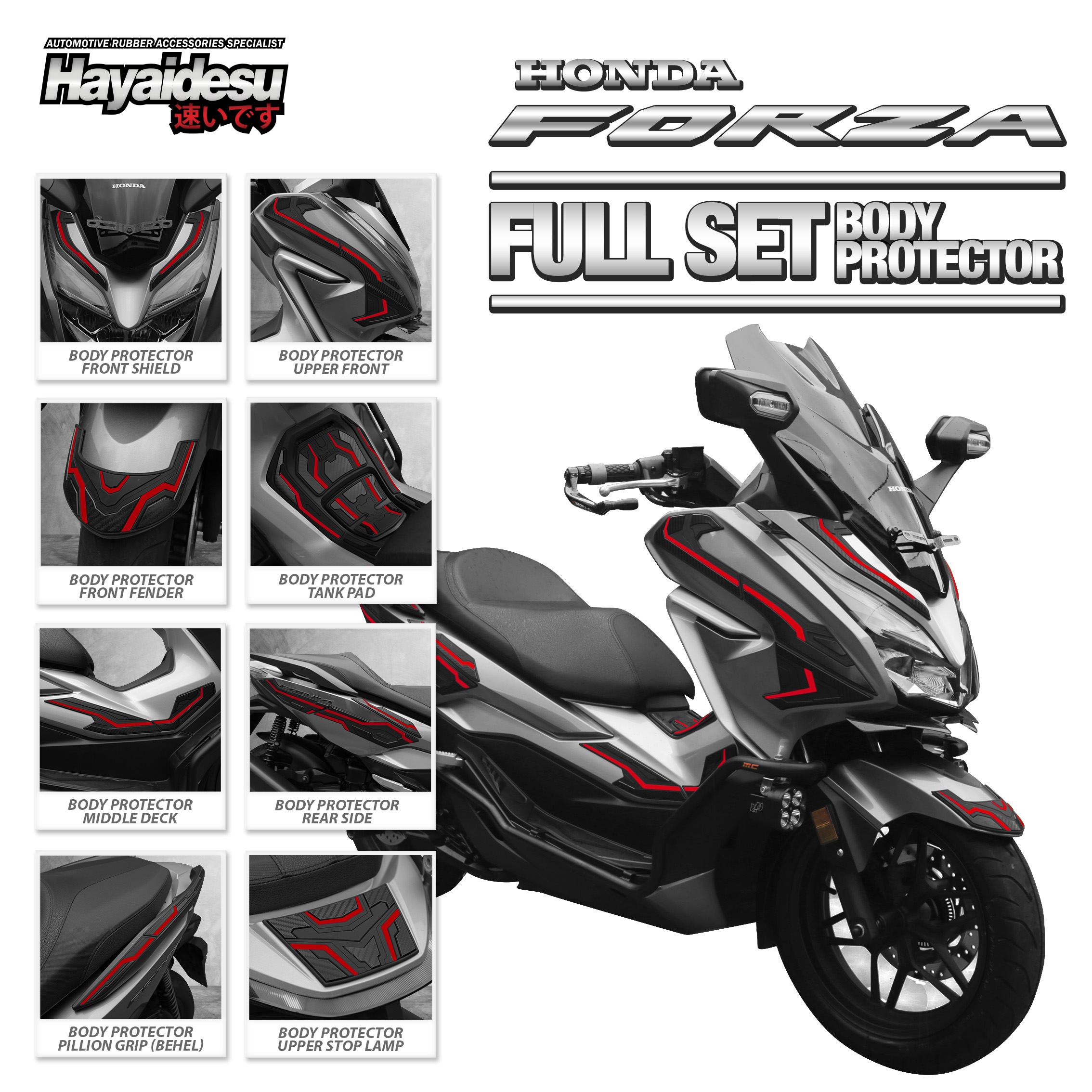Hayaidesu Body Protector FORZA Full Set Cover Harga 648,000 rupiah*Gratis Ongkir
