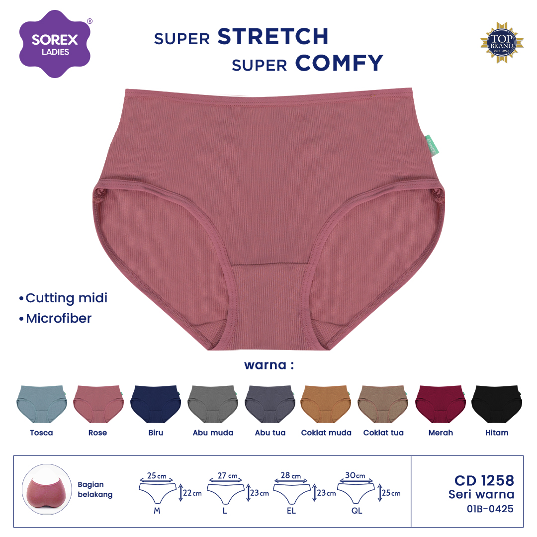Sorex Women's Basic Super Stretch Midi Panties Colorful Cd 1258 Harga  21,168 rupiah*Gratis Ongkir