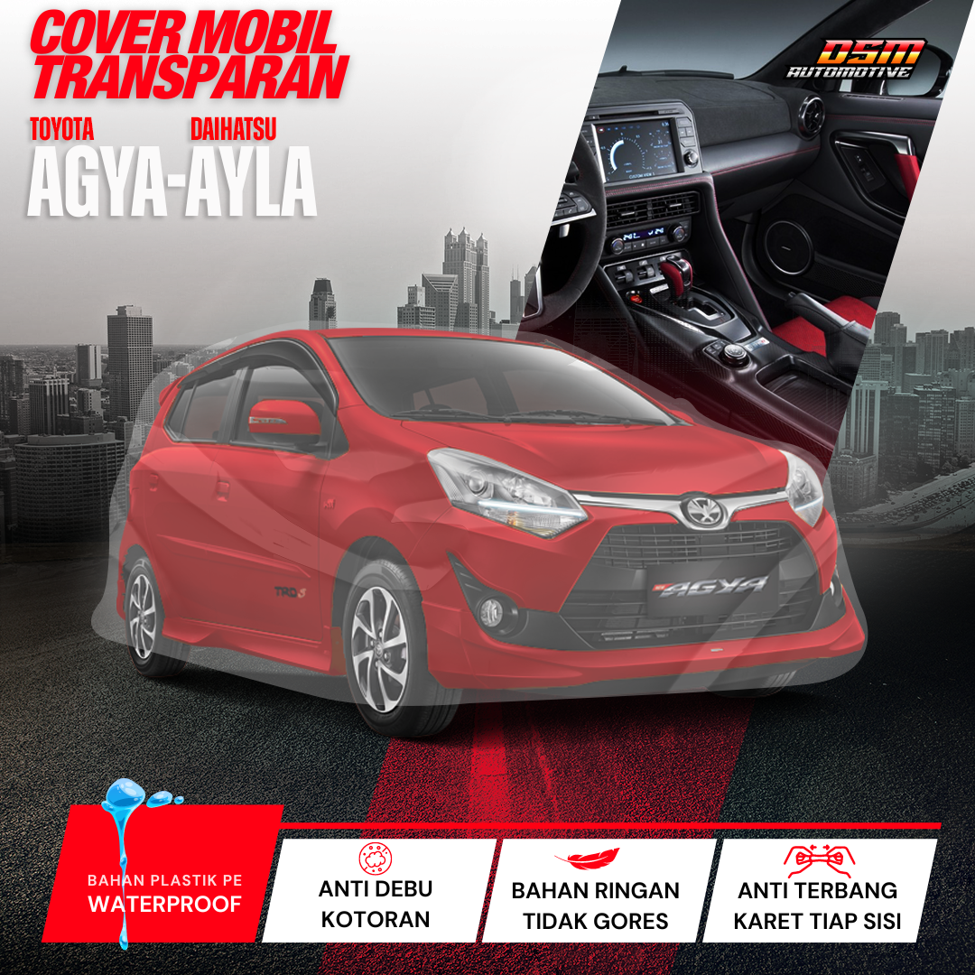 Cover Mobil Transparan Toyota Agya Ayla / Bahan Plastik PE Tebal 80 Micron Waterproof Outdoor Indoor Harga  100,000 Ringgit*Penghantaran Percuma