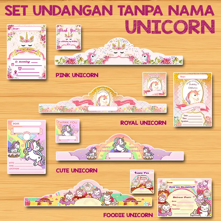 Set Undangan Ulang Tahun Unicorn Isi 10 Set Lazada Indonesia