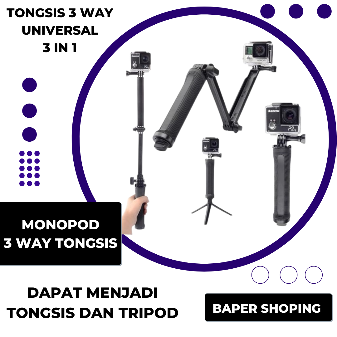 Way Monopod Tongsis Dan Tripod For Xiaomi Yi Gopro SJCAM Brica