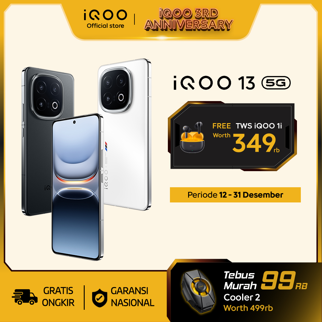vivo iQOO 13 (16/512) - 1st Snapdragon 8 elite, 7000mm2 VC Cooling system, 6150mAh+120W, 144Hz LTPO AMOLED Harga  11,999,000 Ringgit*Penghantaran Percuma