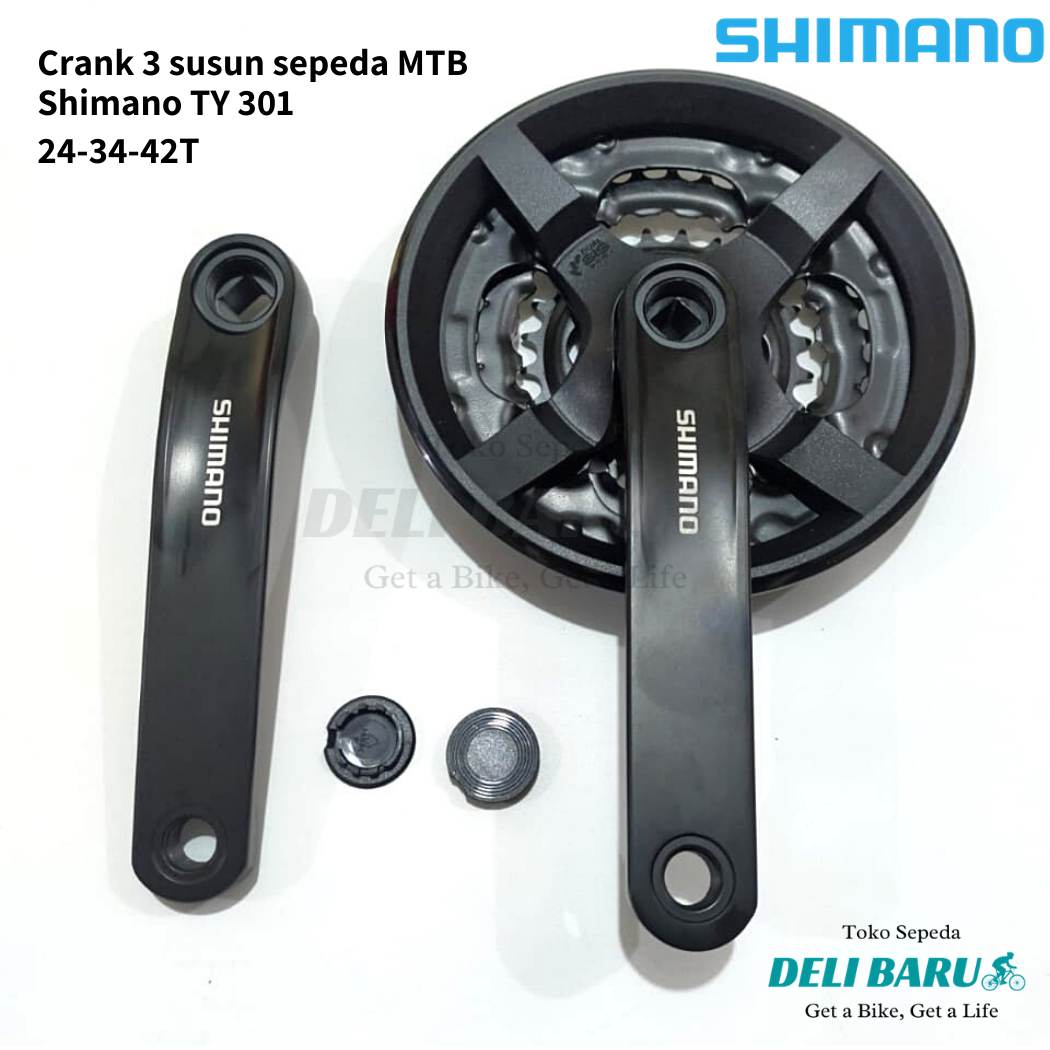 Shimano Crank gear TY301 gir tengah 24 34 42T sepeda MTB susun