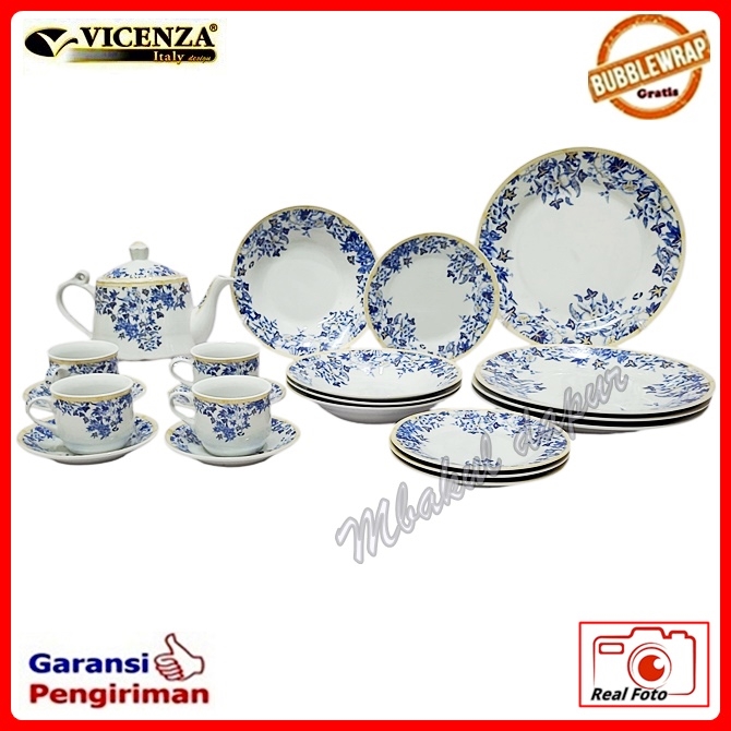 Piring Makan Keramik Set dinner set Perangkat Makan Set Komplit Vicenza MEWAH D 22