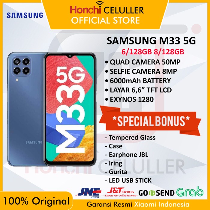 SAMSUNG M33 8/128 6/128 GB GARANSI RESMI SEIN Harga 3,799,000 rupiah*Gratis Ongkir