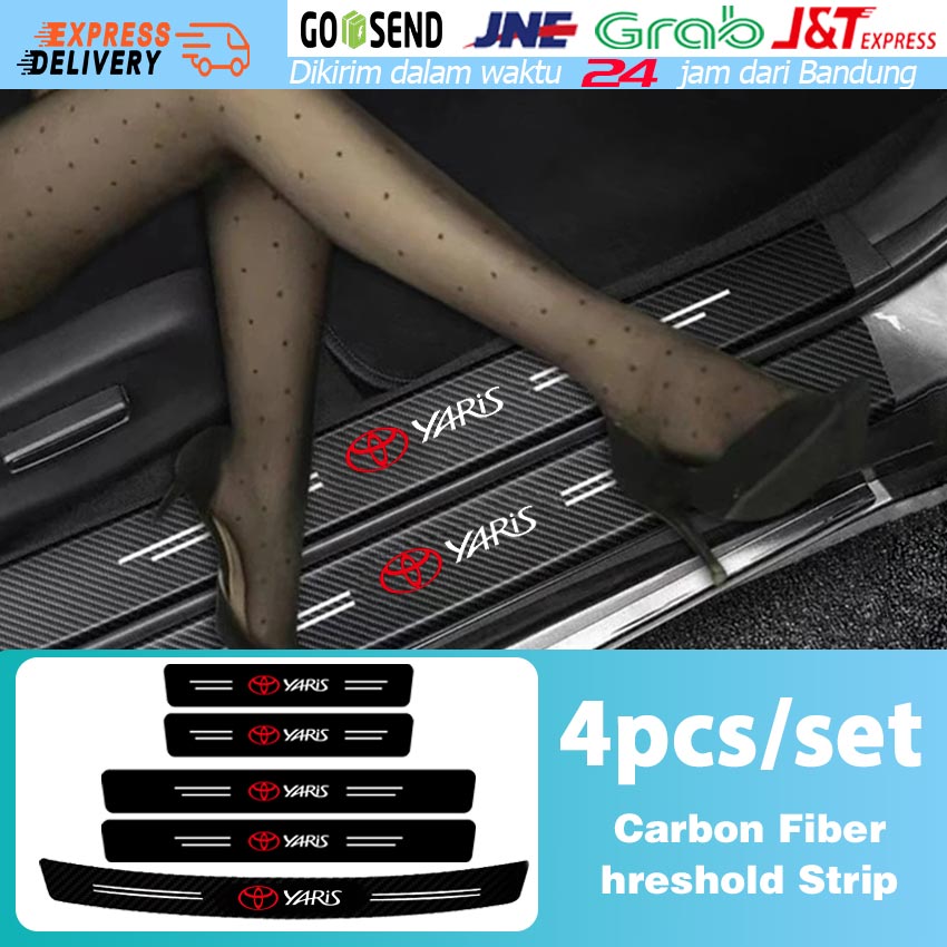 TOYOTA YARIS Carbon 3D Door Sill Plate Guard Pelindung Pijakan Injakan Kaki Pintu Mobil Set Harga 12,000 rupiah*Gratis Ongkir