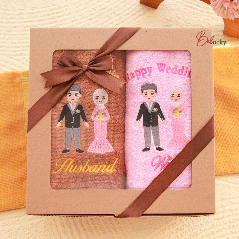 Couple Towels Hampers Ready Embroidered Couple hadiah Set pernikahan hadiah box pernikahan hadiah + Bo…