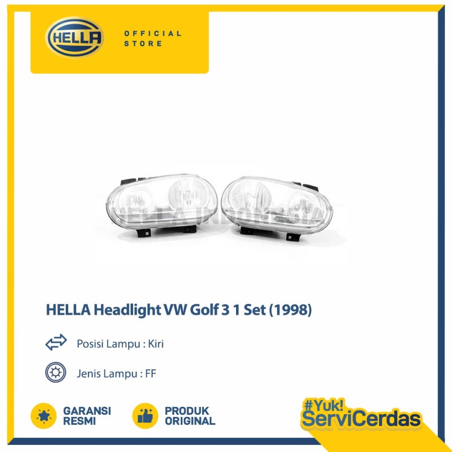 Headlight Mobil Hella VW Golf 3 1 Set (1998) - Lampu Utama/Depan Mobil Harga 3,181,680 Ringgit*Penghantaran Percuma