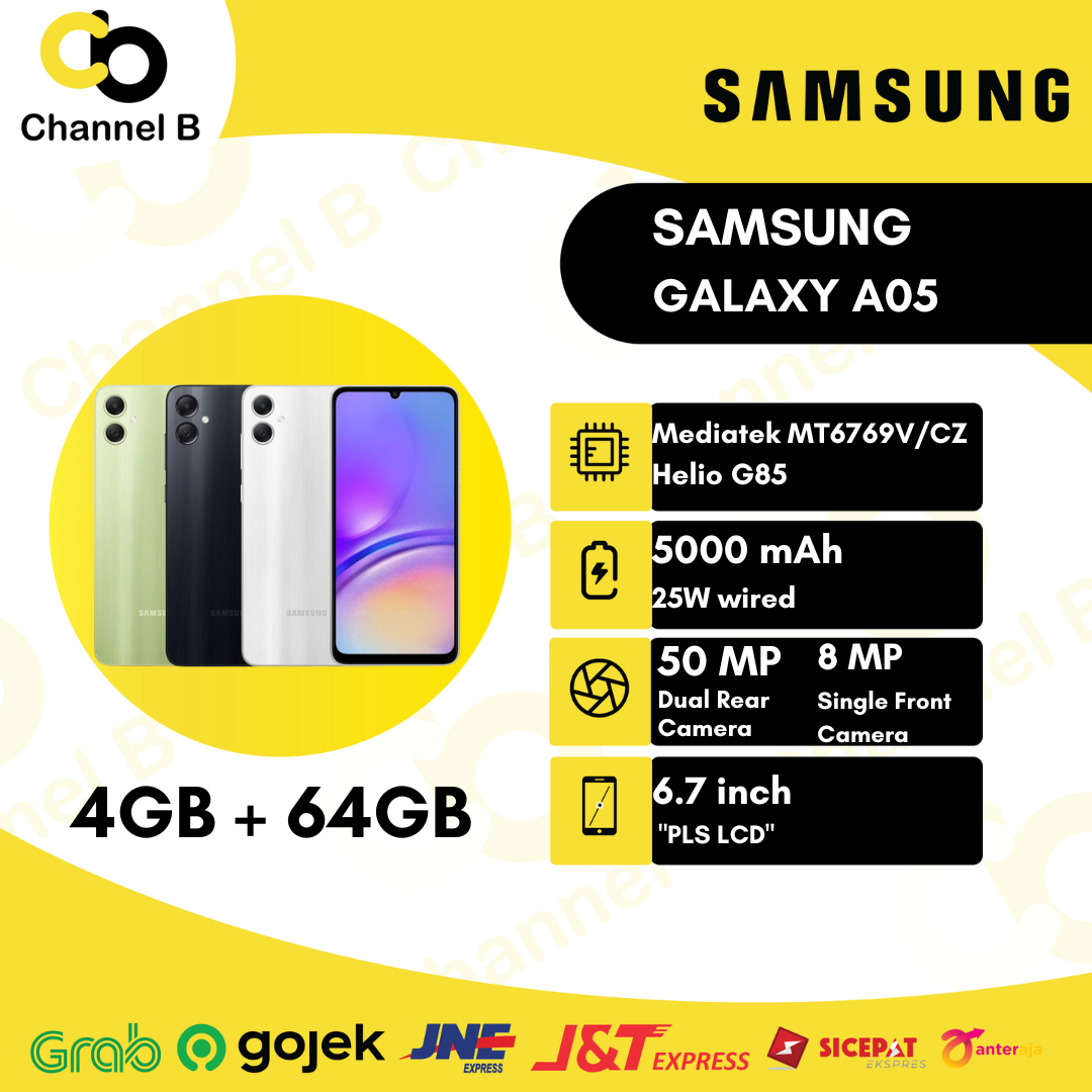 Samsung Galaxy A05 - Smartphone [ Ram 4GB+64GB | 4GB+128GB | 6GB+128GB ] - Garansi Resmi Harga 1,818,000 rupiah*Gratis Ongkir