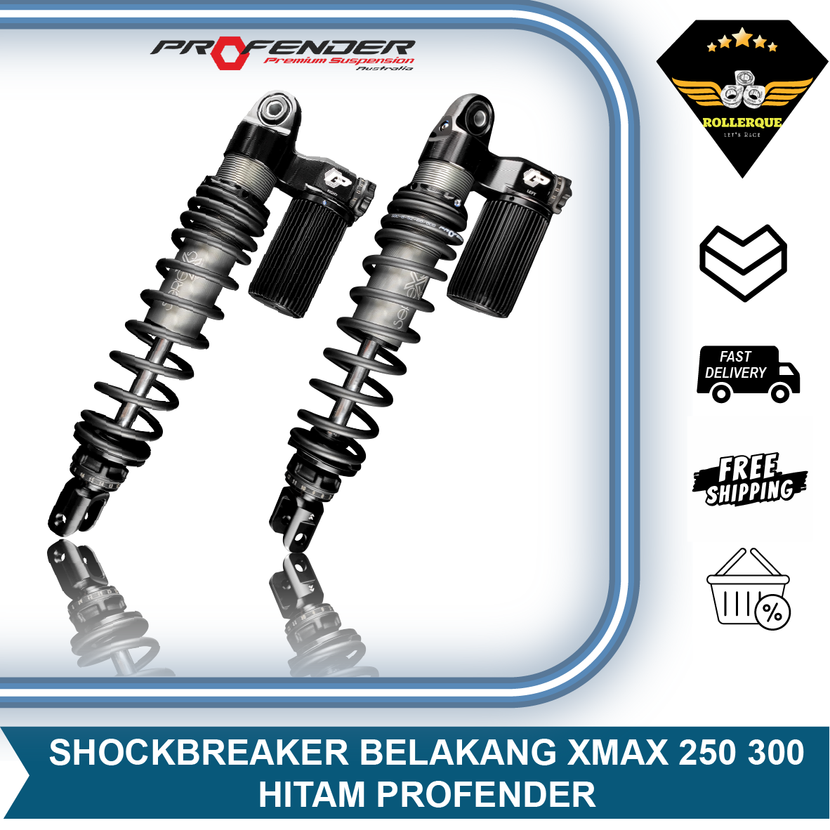 Shock shockbreaker Ark Belakang prorender xMax 250 300 350mm + per 330mm Black Harga 5,999,000 rupiah*Gratis Ongkir