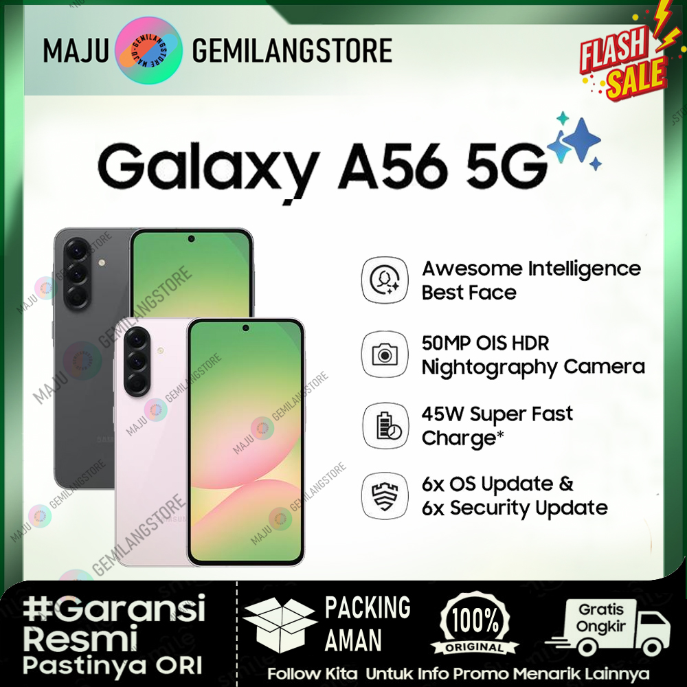 Samsung Galaxy A56 5G 8GB 12GB - 8/256 & 12/256 - Kamera 50MP | Galaxy AI | 45W Fast Charging - NFC Harga  5,599,000 Ringgit*Penghantaran Percuma