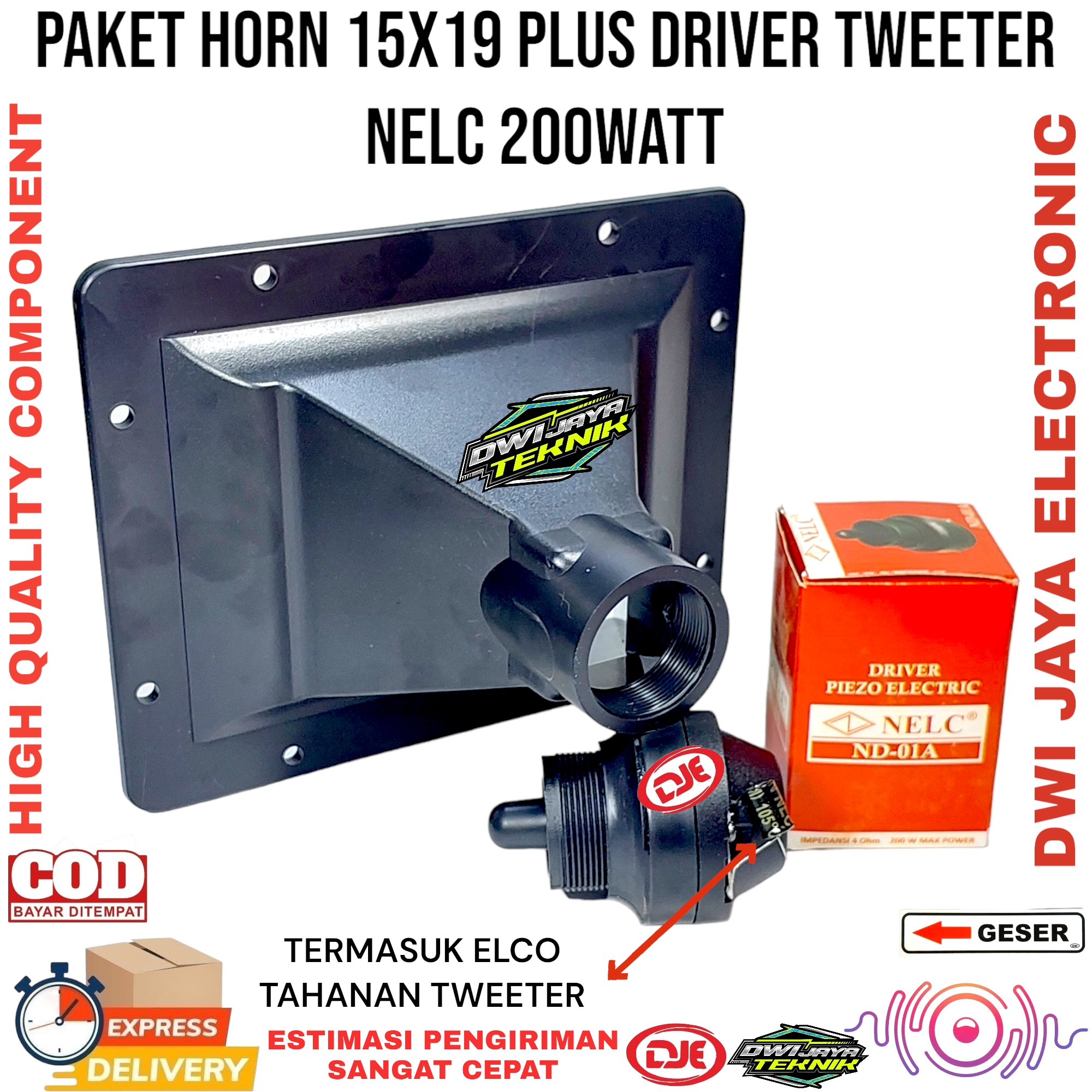 Paket Corong horn 15x19 plus Driver tweeter 200watt Plus Tahanan