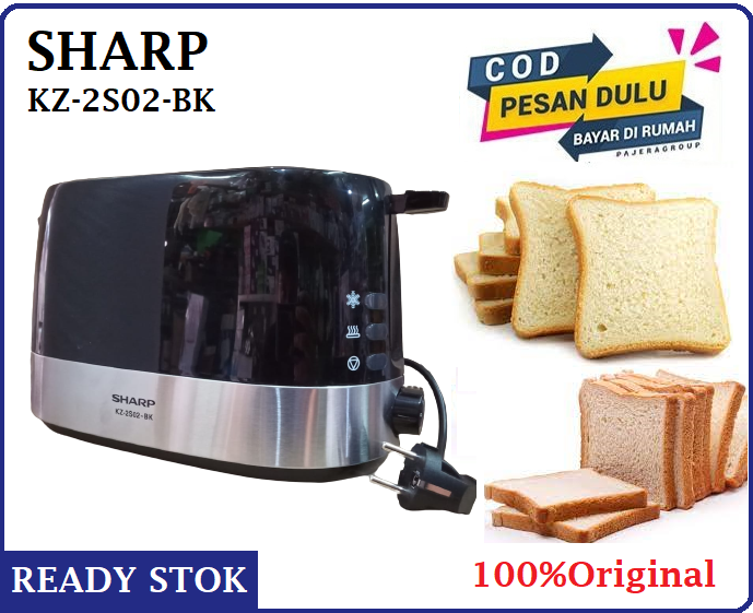 Toaster Sharp KZ-2S02-BK Pop Up Toaster Pemanggang Roti Serbaguna Garansi Resmi