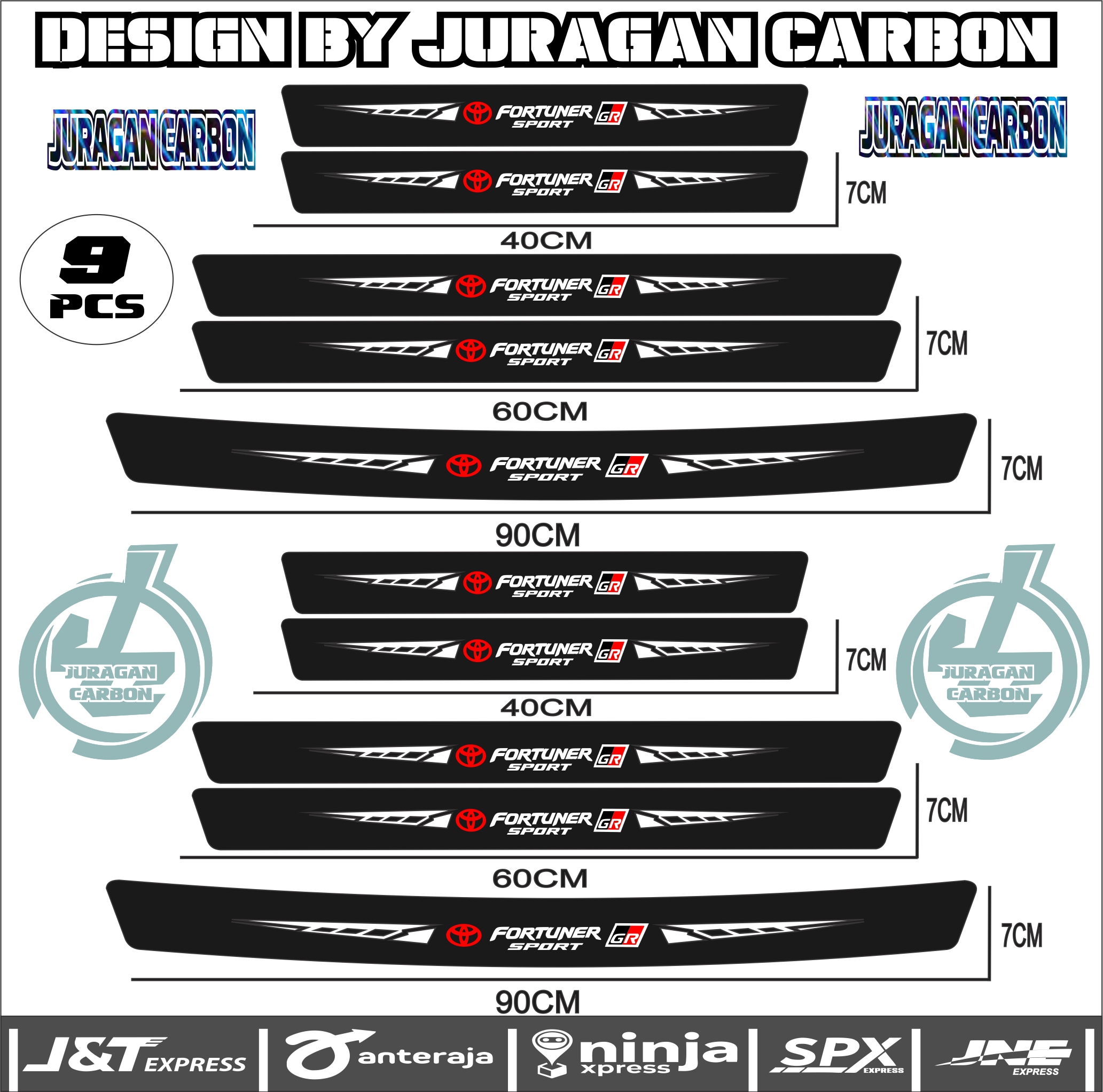 SILL PLATE KARBON 3D MOBIL FORTUNER GR STICKER CARBON 3D PIJAKAN BUMPER BAGASI MOBIL TOYOTA FORTUNER Harga 25,000 rupiah*Gratis Ongkir
