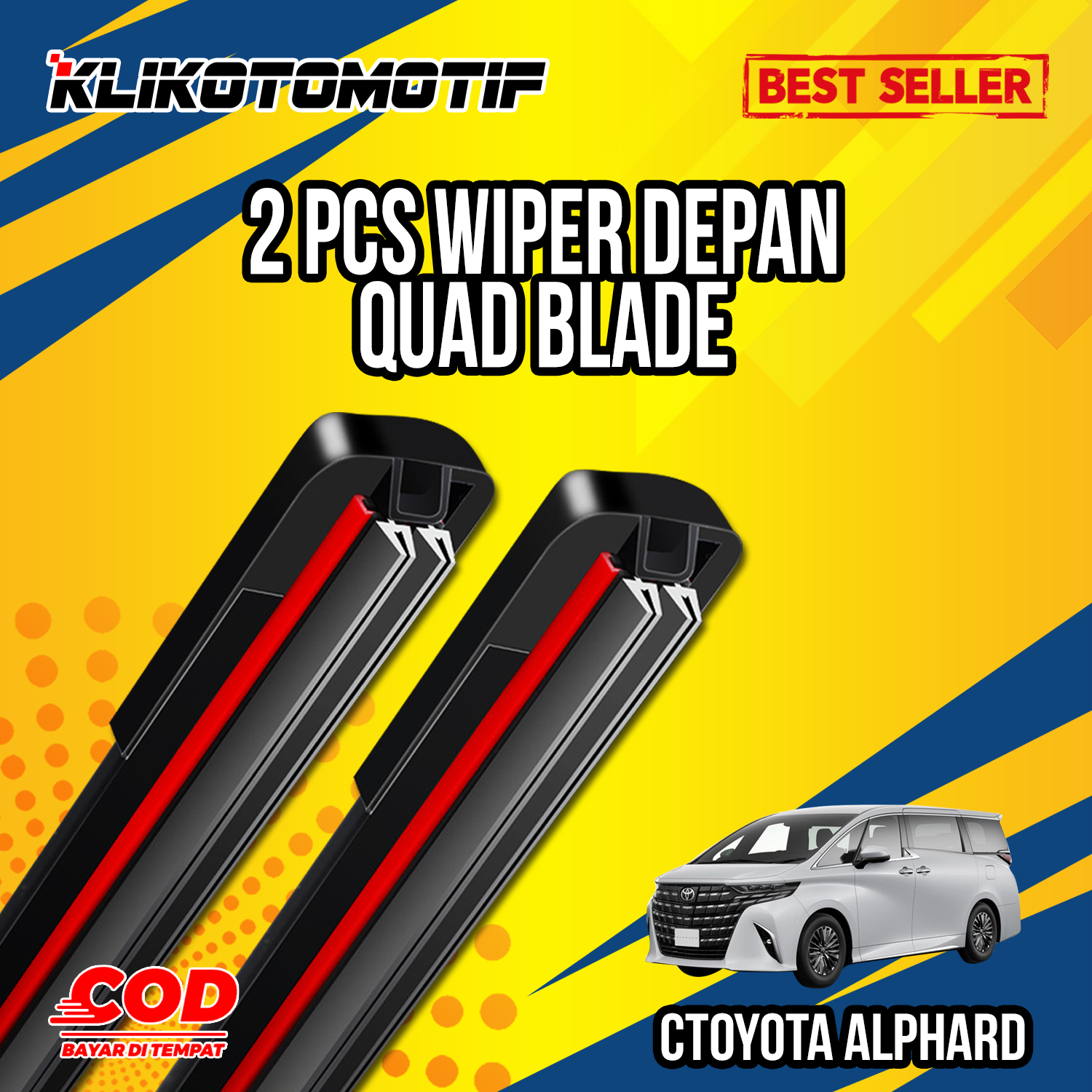 Klikoto Wiper Mobil QUAD Blade TOYOTA ALPHARD - Wiper 4 Lapis Karet Kaca Depan Mobil Empat Layer 4 Lapis Anti Baret - Wiper Mobil PREMIUM Harga 89,420 rupiah*Gratis Ongkir