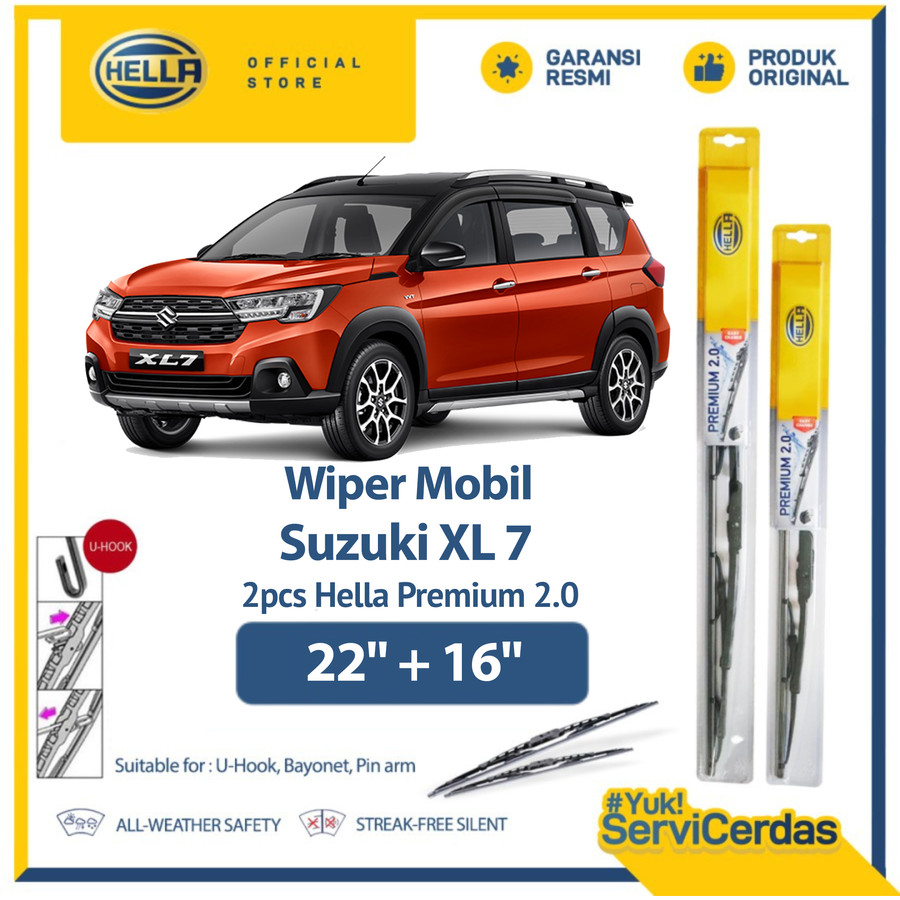 Wiper Mobil SUZUKI XL7 22” + 16” (2pcs) - HELLA Premium 2.0 Harga 88,320 rupiah*Gratis Ongkir