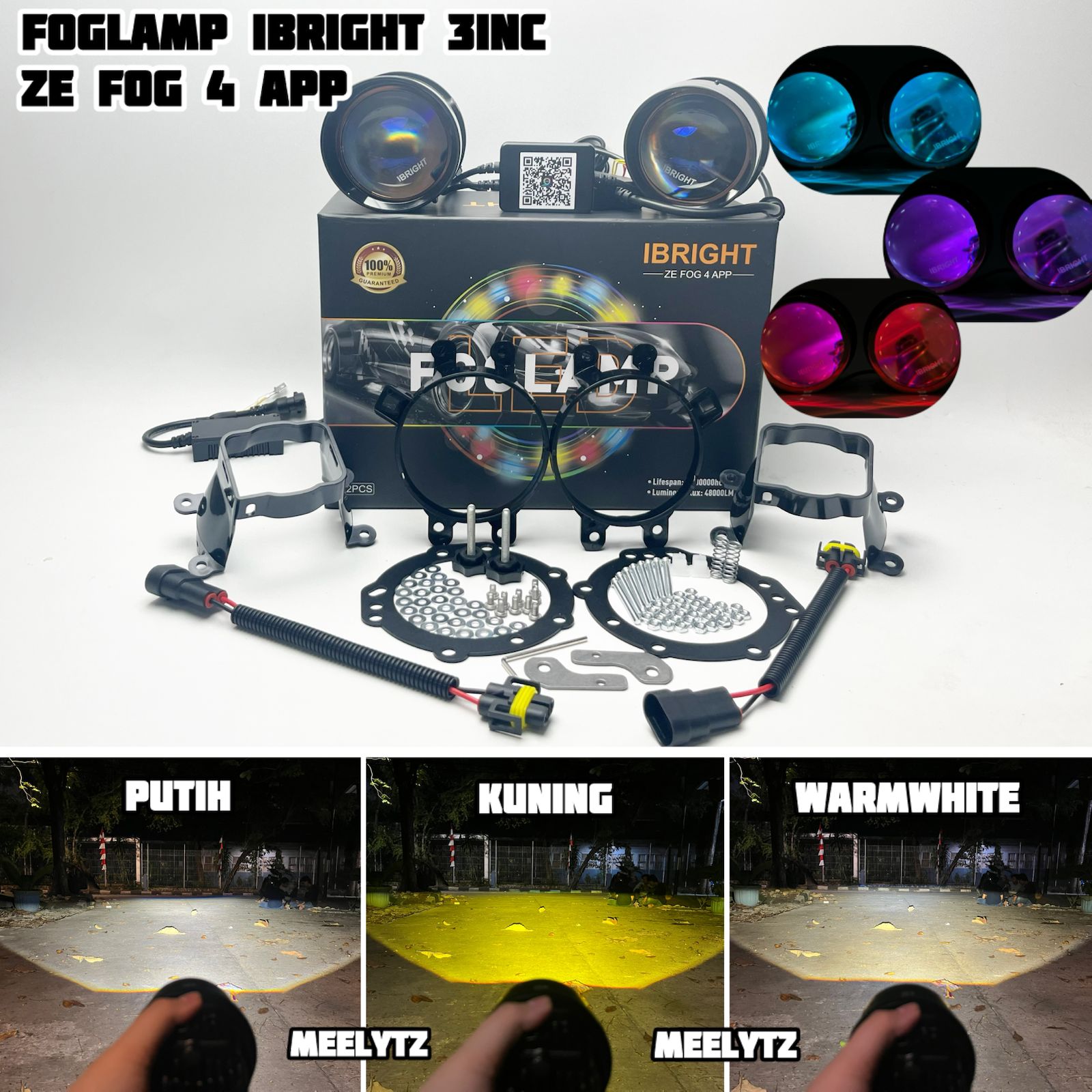 Ibright Ze Fog 4 - Foglamp Honda & Toyota Universal 3 Inch Blue Lens Harga 850,000 rupiah*Gratis Ongkir