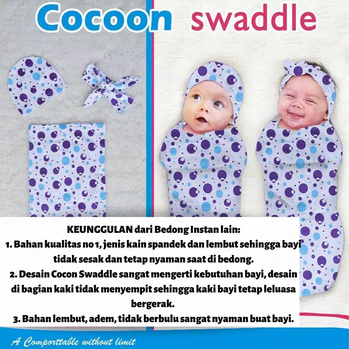 Dita Baby Collection Cocoon Swaddle Motif Lucu Bedong Instan Topi Bandana Bedong Untuk Bayi Lucu Motif Lucu