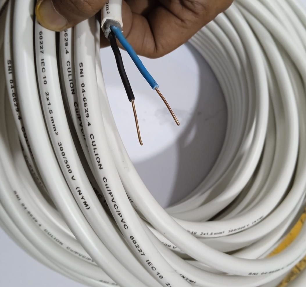 Kabel Listrik NYM Kawat Tembaga 2 x 1,5 Panjang 5 Meter