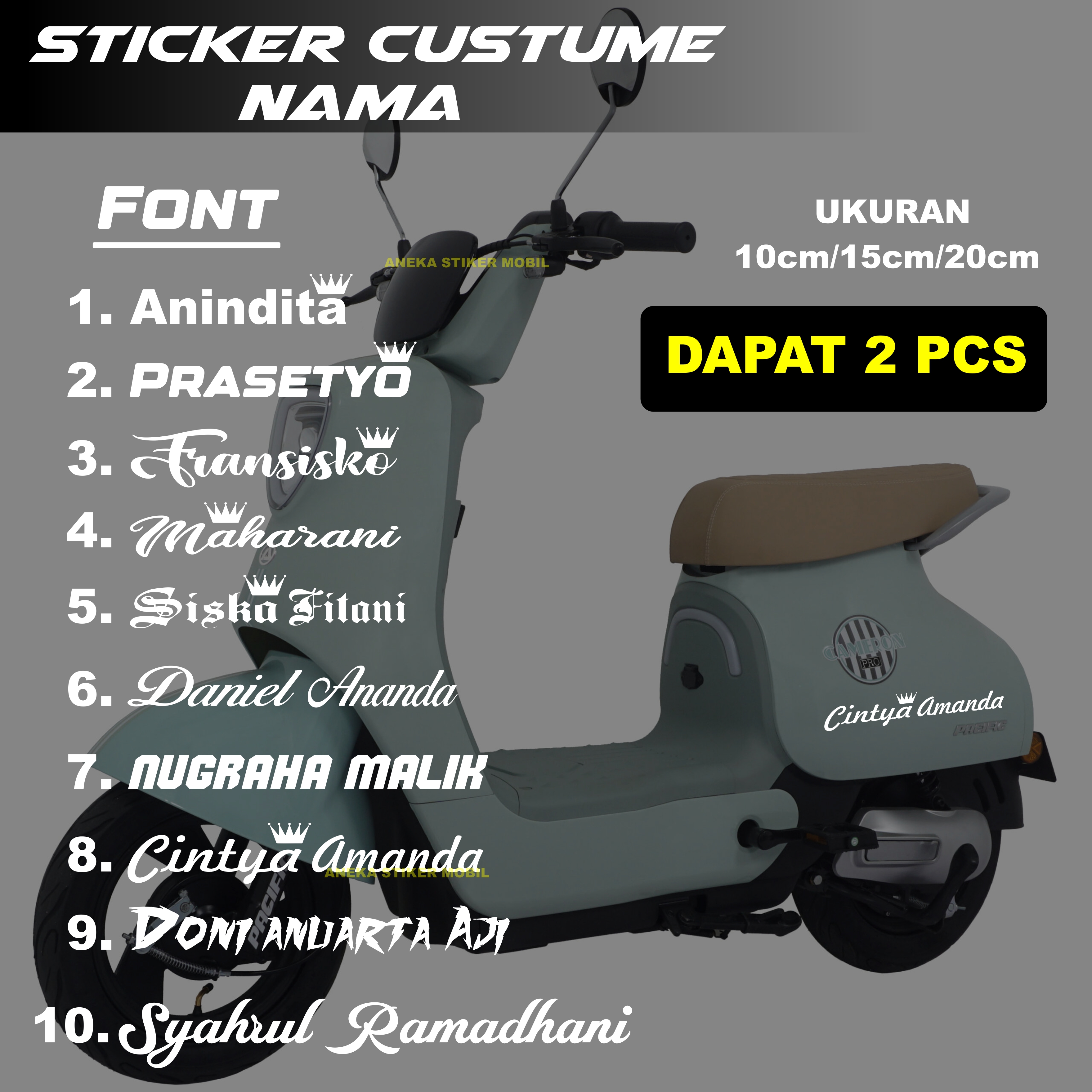Custom Electric Bike Name Sticker Request Sticker Like It Harga 18,000 rupiah*Gratis Ongkir