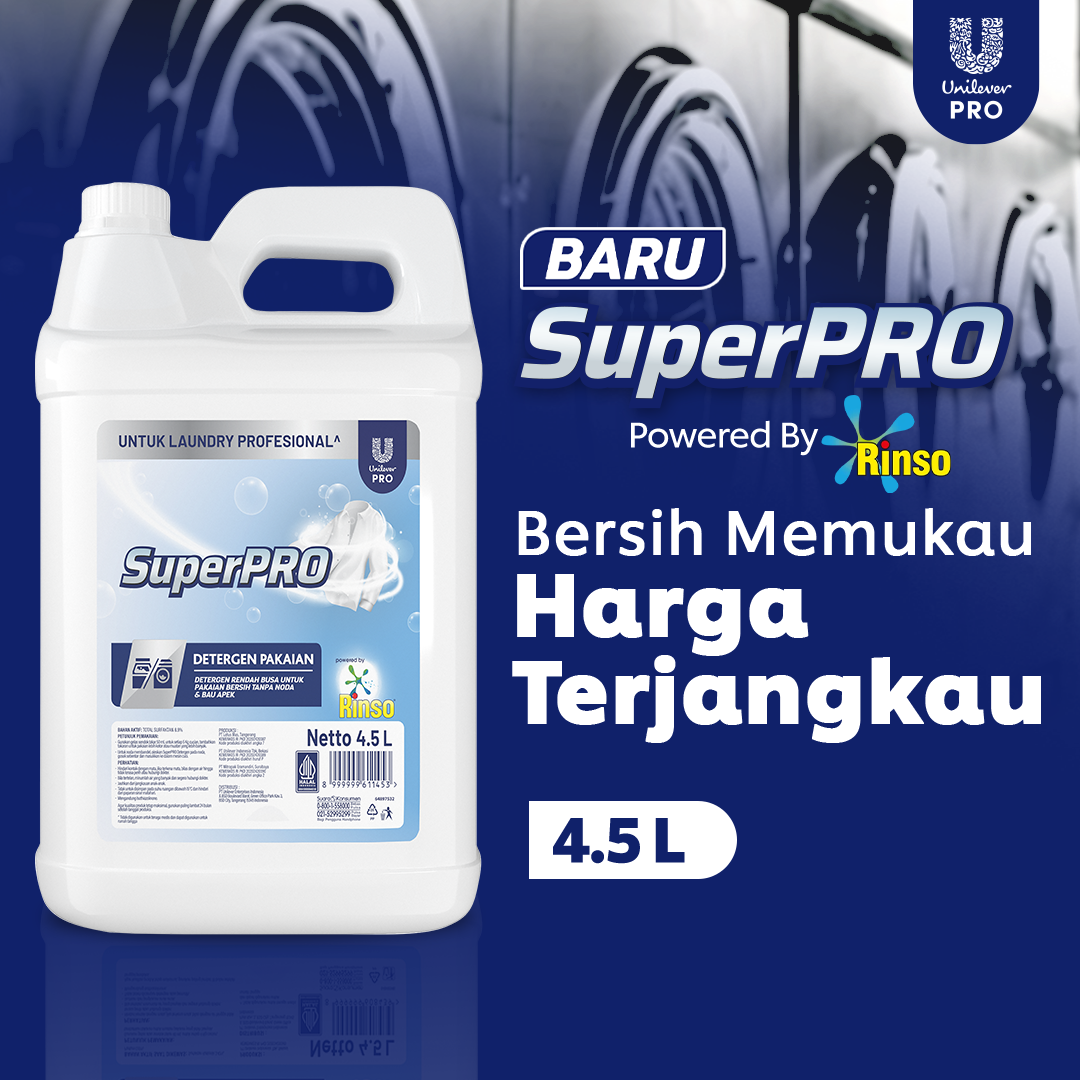 Rinso Superpro Deterjen Matic Cair Jerigen 4.5L - Merek Rinso Harga 50,100 rupiah*Gratis Ongkir