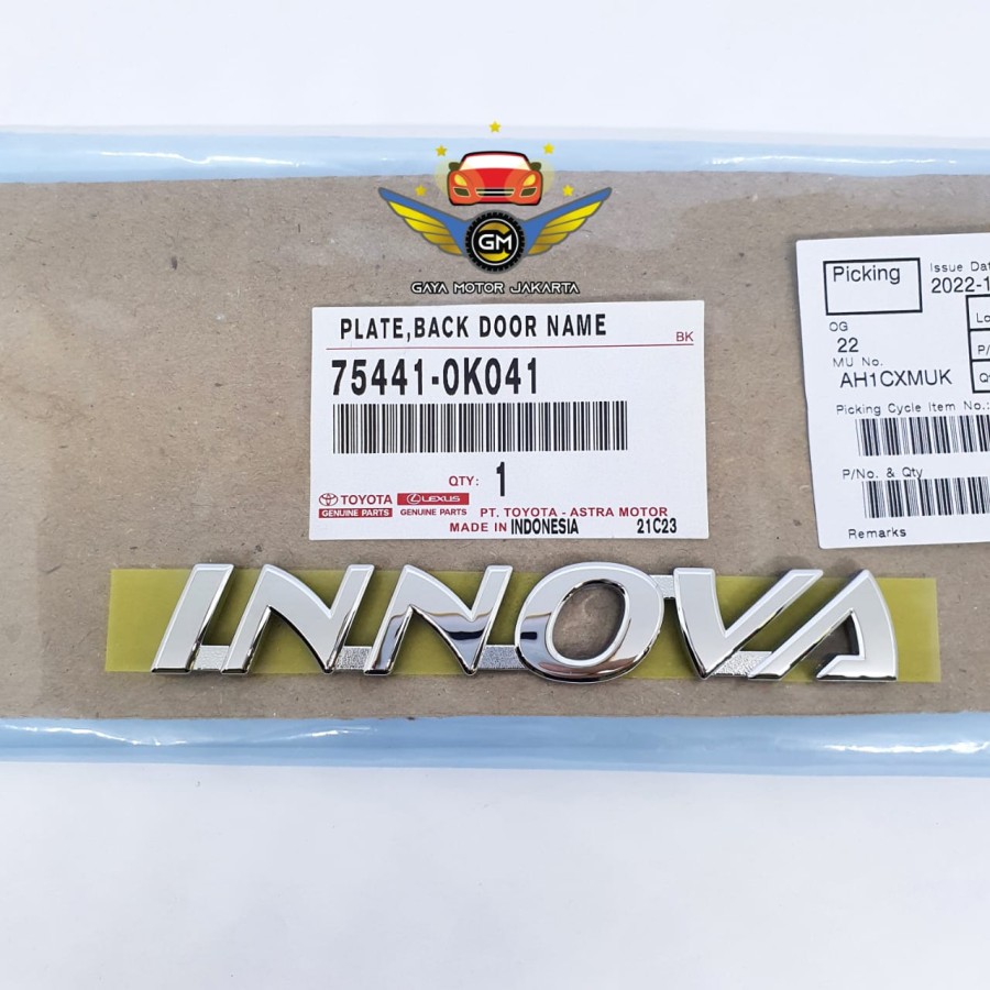 Emblem Logo Innova-Emblem Logo Toyota Kijang Innova 75441-0K041 ASLI Harga 88,000 rupiah*Gratis Ongkir