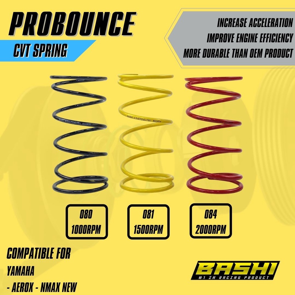 BASHI PER CVT RACING YAMAHA AEROX NMAX NEW PROBOUNCE HIGH QUALITY CVT SPRING Y1 NO.1 IN RACING PRODUCT Harga 49,000 Ringgit*Penghantaran Percuma