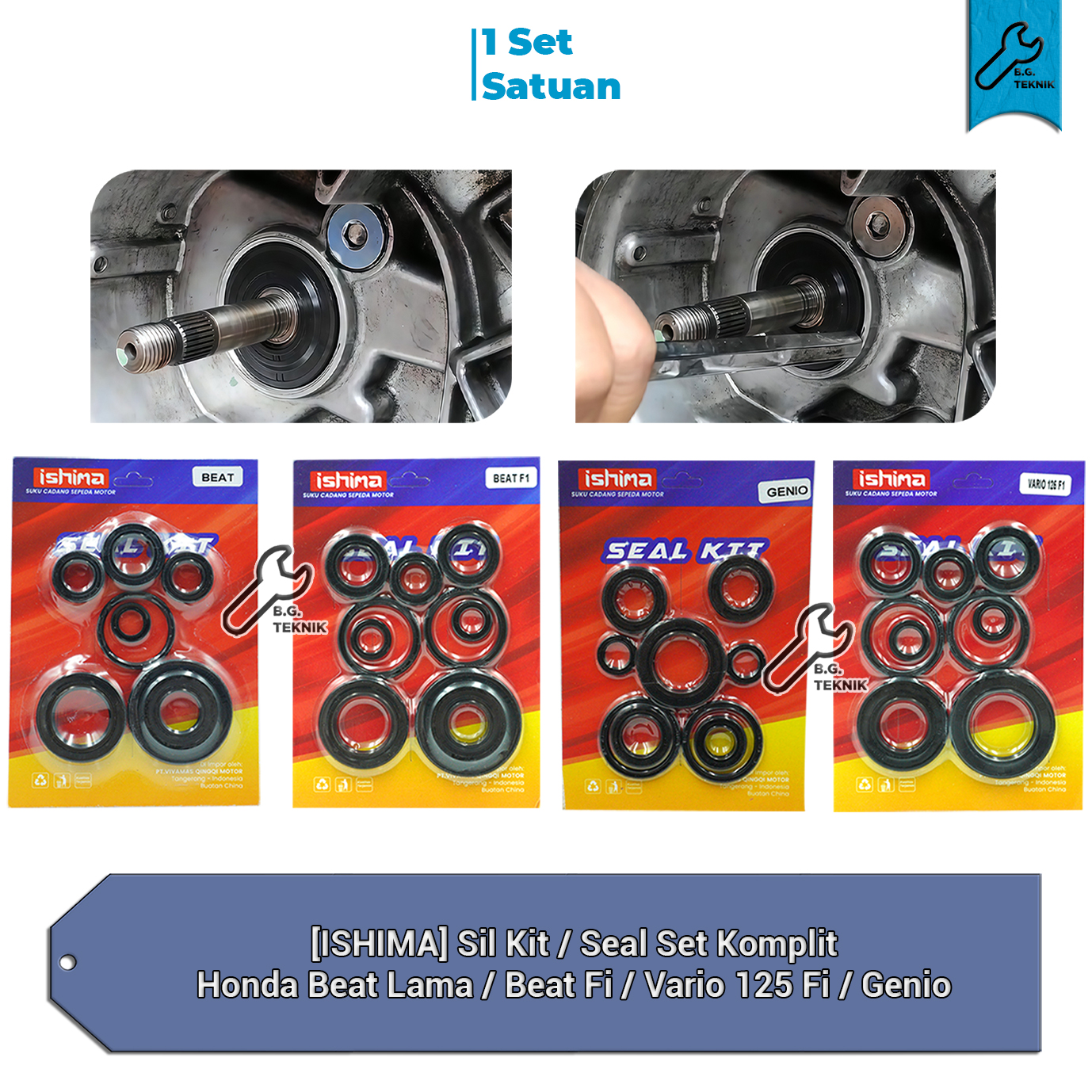 [Ishima] Complete Seal Kit / Seal Set for Old Honda Beat / Beat Fi / Vario 125 Fi / Genio Harga 12,000 rupiah*Gratis Ongkir